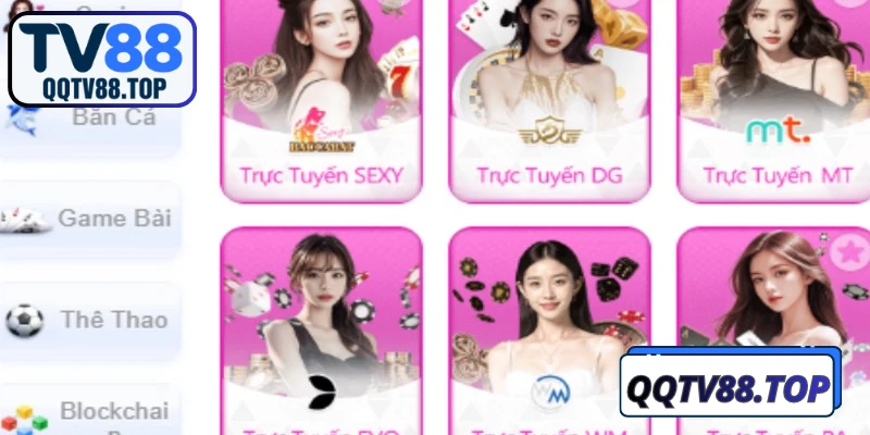 Cách truy cập danh mục trò chơi TV88